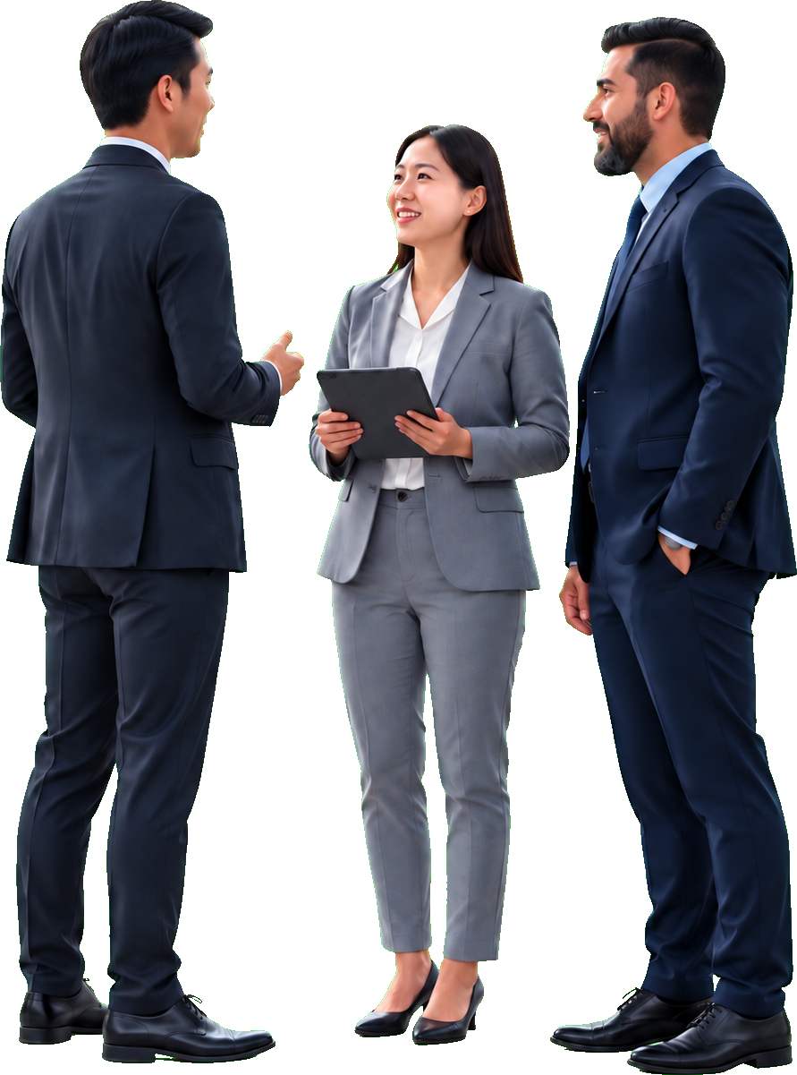 外国人材の採用について話す企業担当者