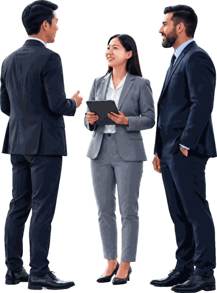 外国人材の採用について話す企業担当者